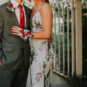 gray/silver prom dress